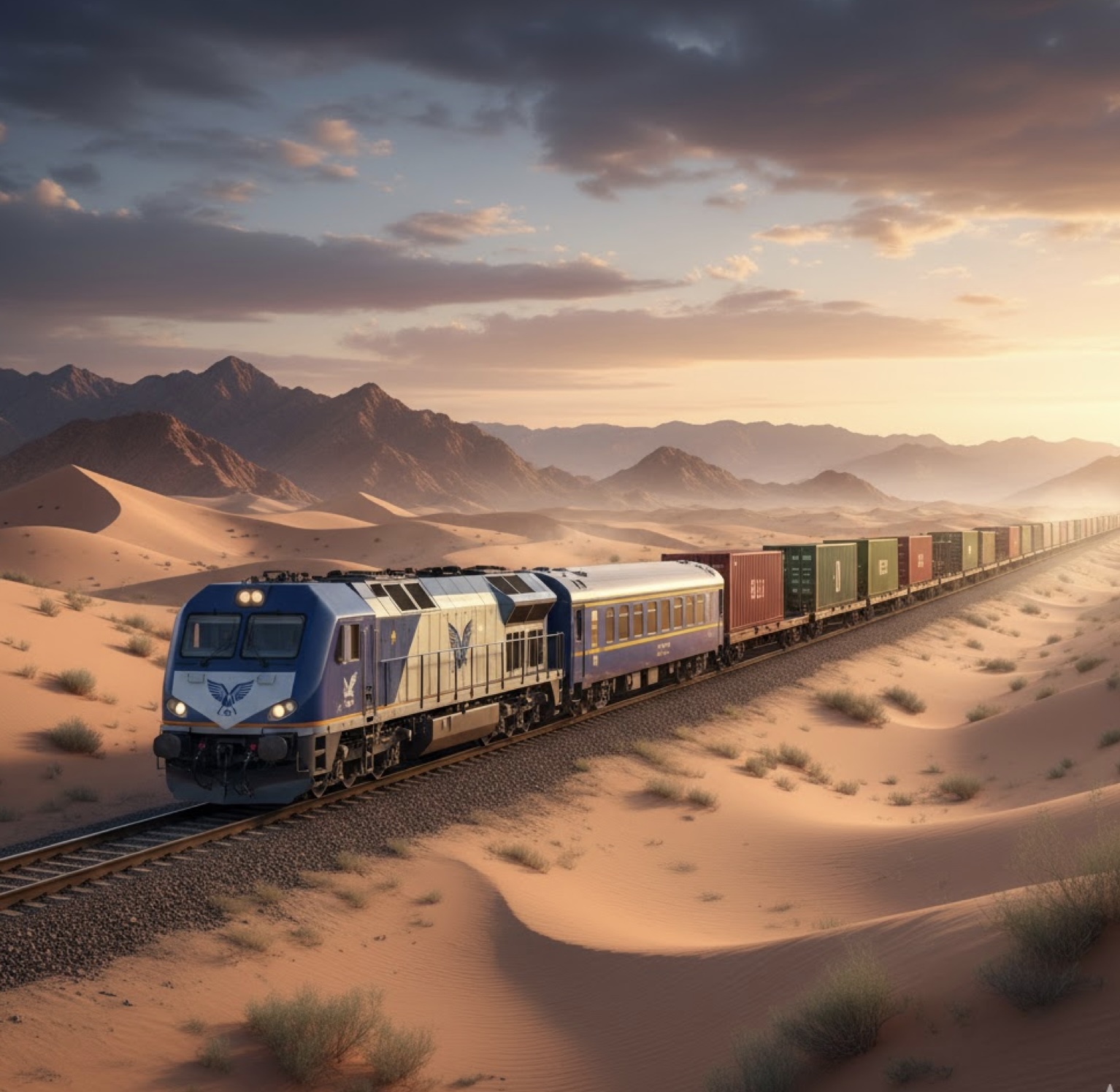 قطار باربری در حال عبور از مناطق کوهستانی